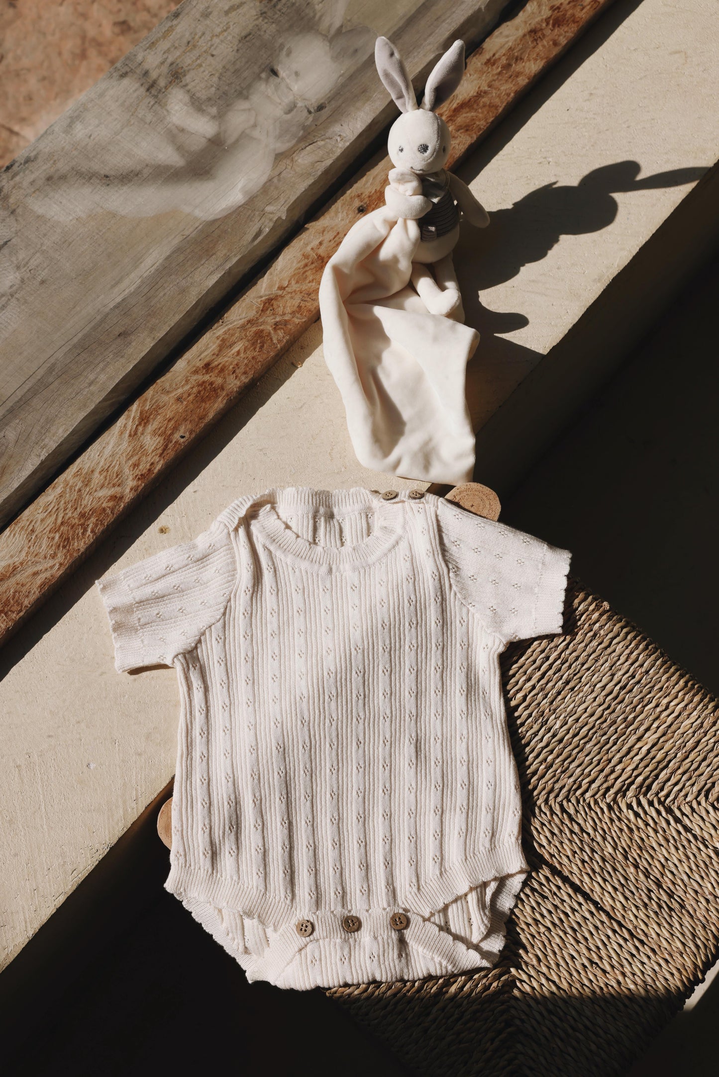 Avibae Luxary Cotton Patterned Openwork Romper 7-Piece Buddle Creamy White