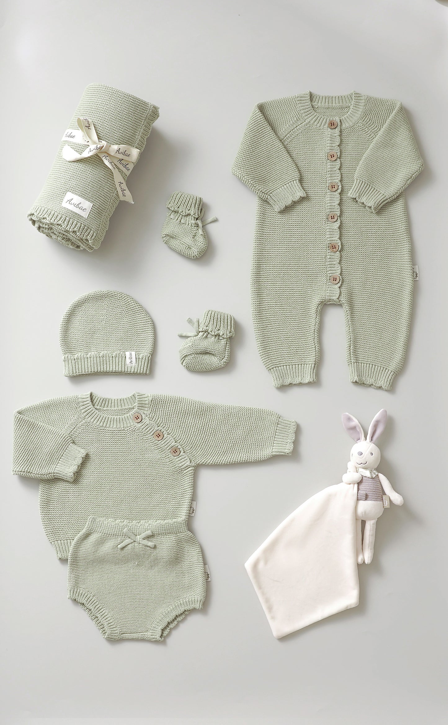 Avibae Classic  Luxary Cotton Stitch  7-Piece Buddle Misty Moss