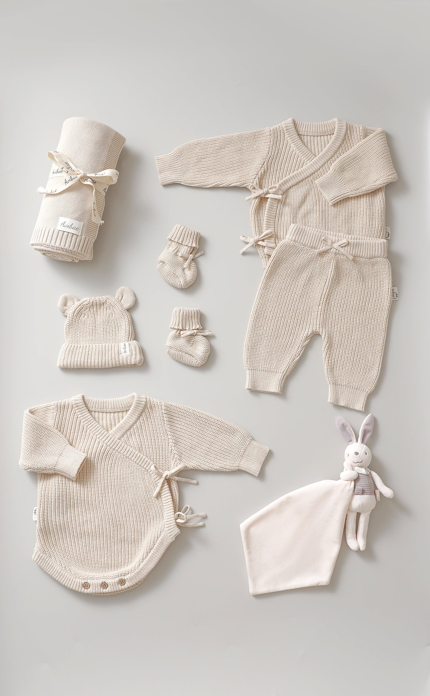 Avibae Luxary Cotton Cute Bear Romper 7-Piece Buddle Goat Oat