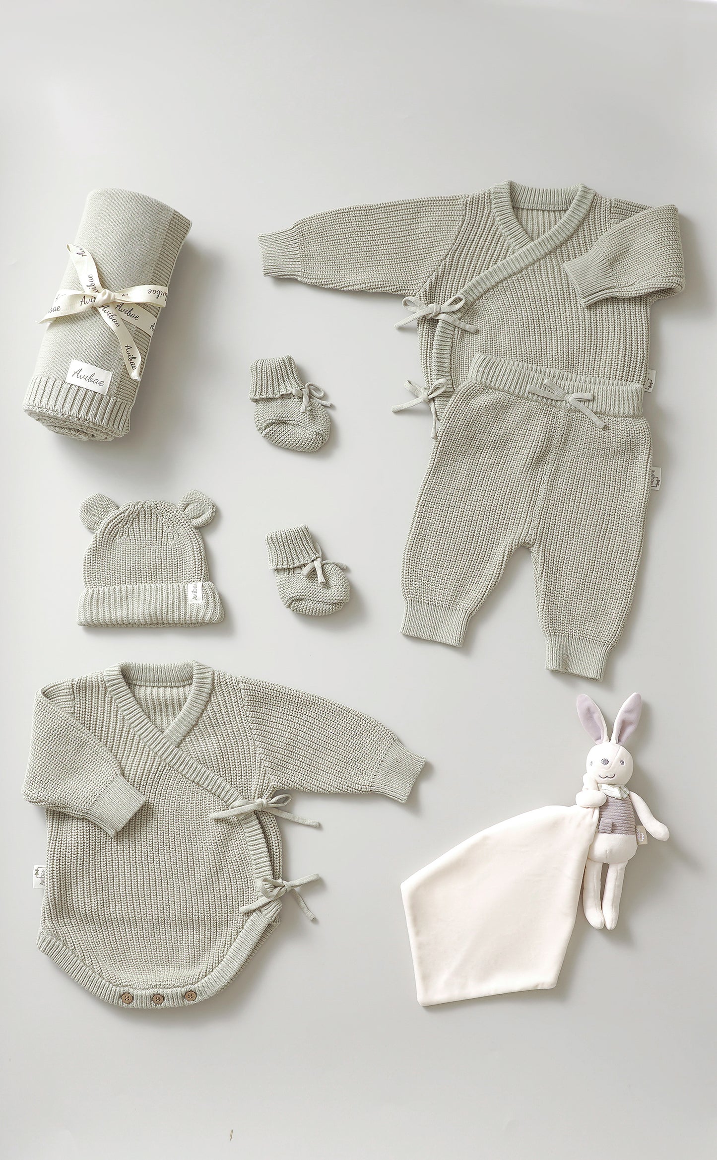 Avibae Luxary Cotton Cute Bear Romper 7-Piece Buddle Goat Oat