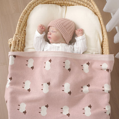 Avibae 100%  Cotton Lamb Pattern Baby Comfort Blanket