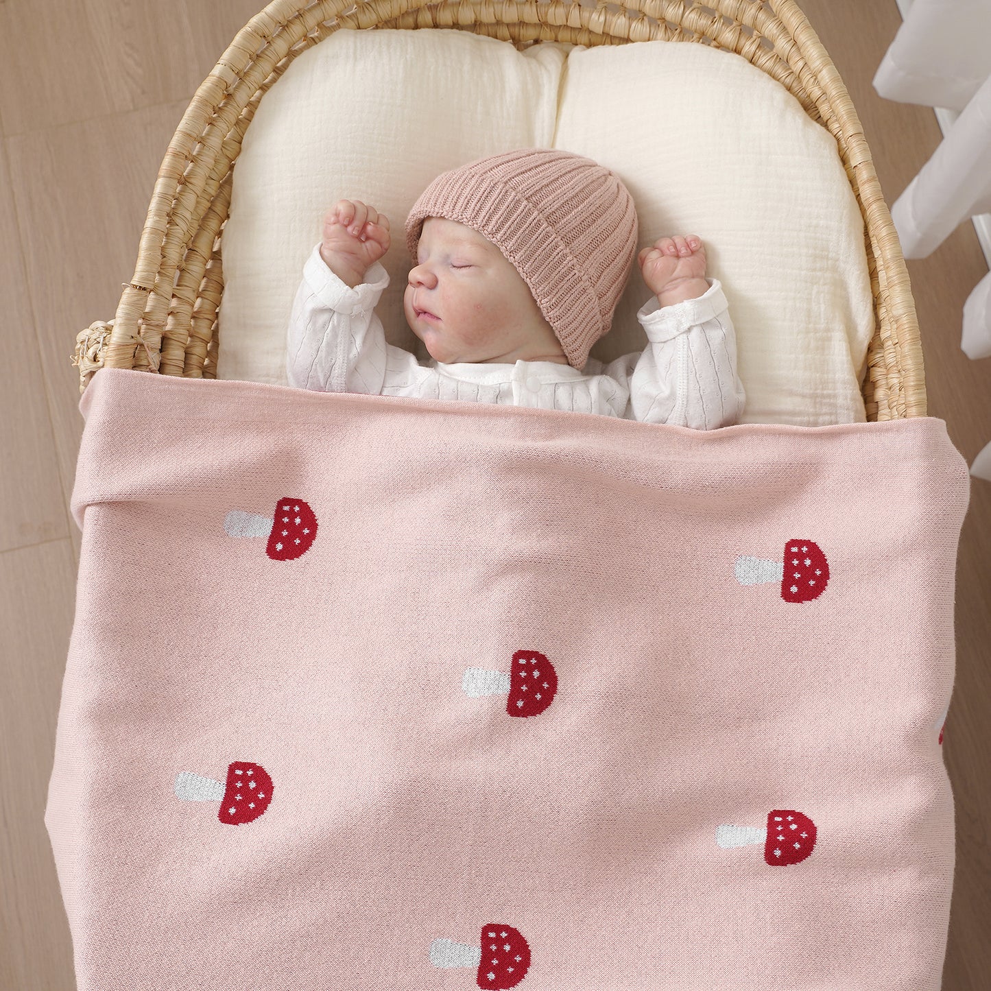 Avibae 100% Cotton Mushroom Pattern Baby Comfort Blanket
