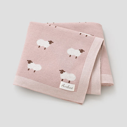 Avibae 100%  Cotton Lamb Pattern Baby Comfort Blanket