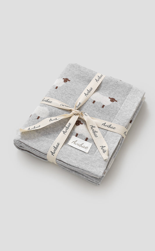 Avibae 100%  Cotton Lamb Pattern Baby Comfort Blanket
