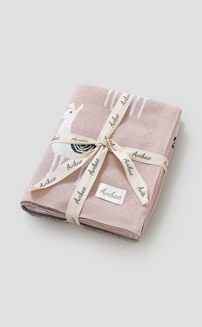 Avibae 100% Cotton Alpaca Pattern Baby Comfort Blanket