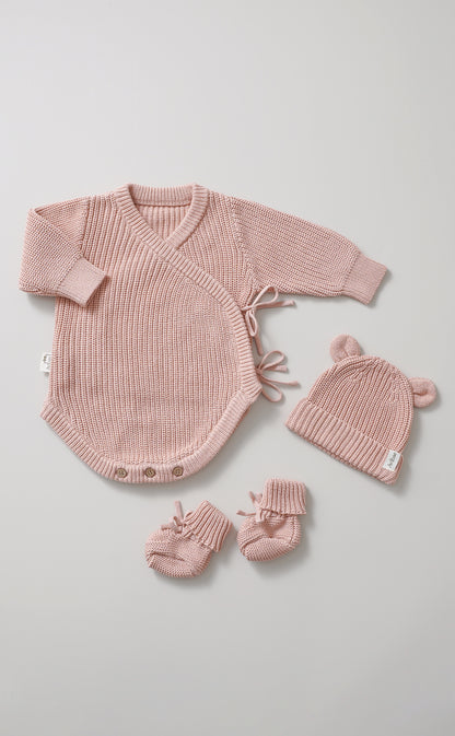 Avibae Luxary Cotton Cute Bear Romper  3-Piece Buddle Grey Moss