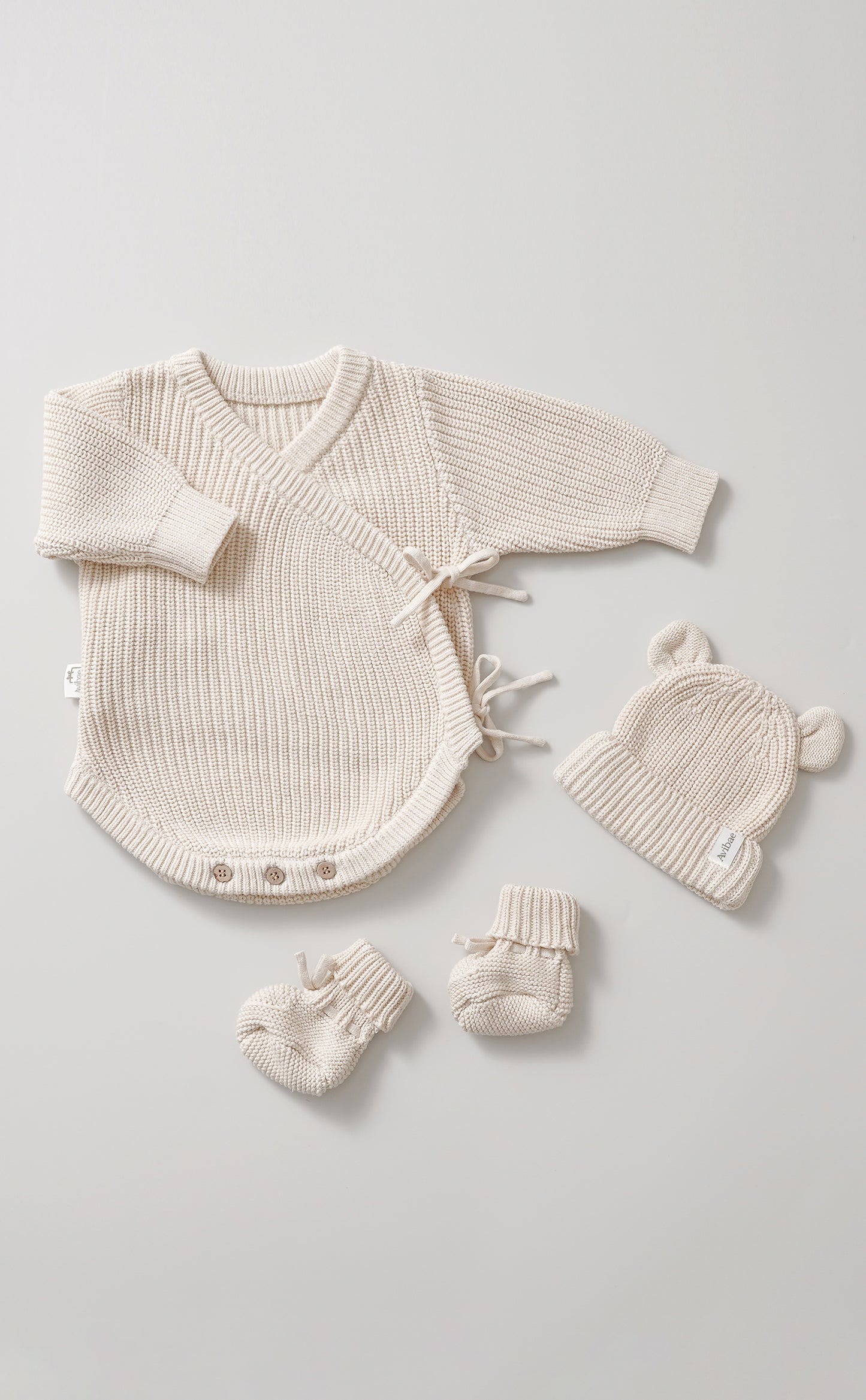 Avibae Luxary Cotton Cute Bear Romper  3-Piece Buddle Grey Moss