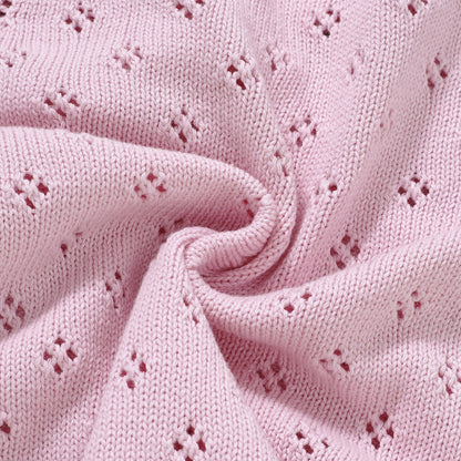 Hand Embroidery Flower Cotton  Romper  2-Piece Pink