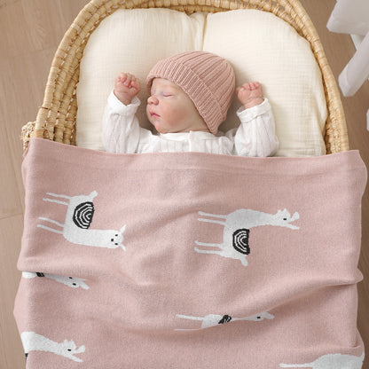 Avibae 100% Cotton Alpaca Pattern Baby Comfort Blanket