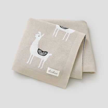 Avibae 100% Cotton Alpaca Pattern Baby Comfort Blanket